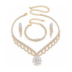 ✨ Set Elegant de Bijuterii cu Zirconiu – Colier, Brățară și Cercei cu Design Ananas/Floare de Lotus, Disponibil pe Auriu și Argintiu, Ambalaj Cadou de Lux!