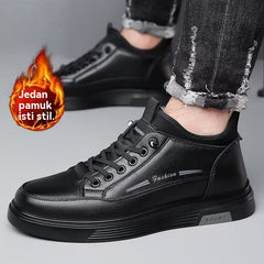 😎👍【39-44】Új férfi vízálló bőr és bársony casual pamut cipő 2025 őszére és telére.