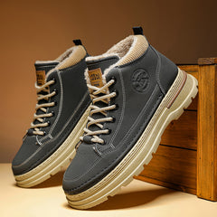 Férfi téli bélelt hócsizma – meleg, csúszásmentes bebújós cipő vastag béléssel