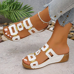 👡【Confortabile, fără oboseală la mers】Sandale retro cu platformă și toc tip wedge (ortopedic)