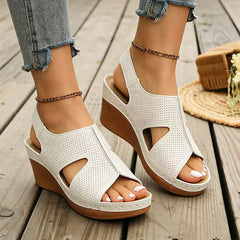 👡 Sandale din piele naturală cu platformă ortopedică și design decupat｜Talpă moale și respirabilă, susținere pentru bolta piciorului