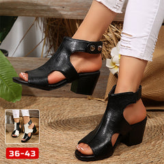 👡✨【Material din piele, complet îmbunătățit】Sandale cu toc înalt – moderne, versatile și confortabile 💫
