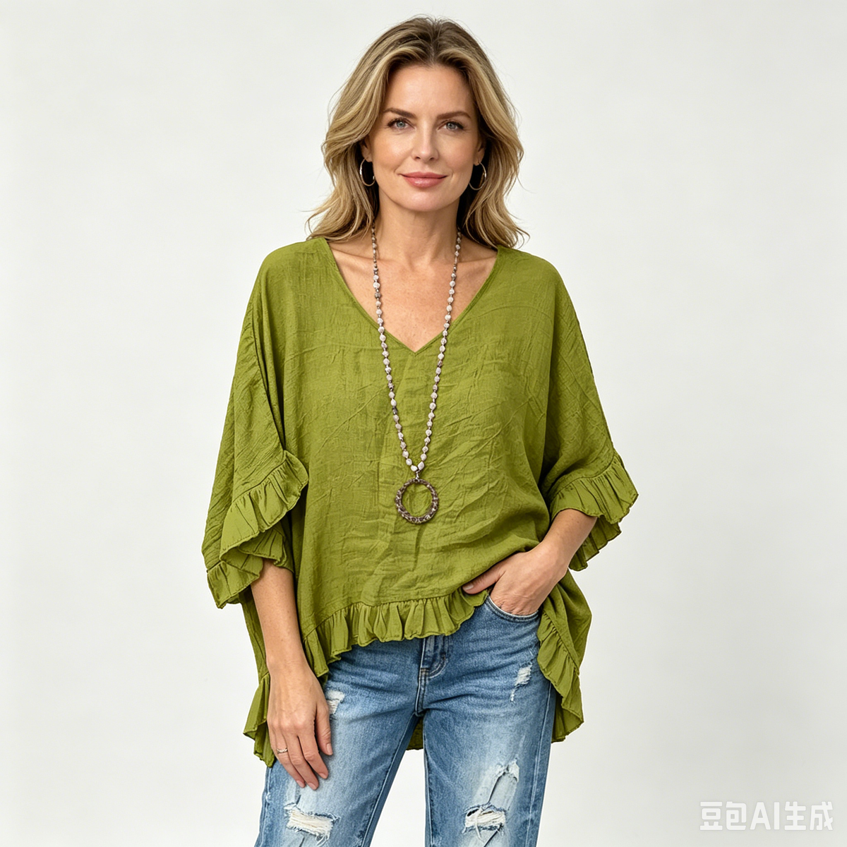 👚 Bluză de Vară din Bumbac Pur 100% – Decolteu în V, Volane Elegante, Croială Lejeră Anti-Burtiță, 6 Culori, Mărimi S-5XL! ☀️🍃