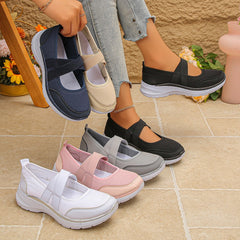 💖Cel mai mic preț pentru o perioadă limitată de timp👟Pantofi noi de damă mărimi mari, de primăvară/vară, cu talpă cu platformă, față flyknit, respirabili, închidere cu velcro, stil casual.