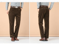 Férfi kordbársony nadrág – magas derék, rugalmas, egyenes szárú, mindennapi viseletre