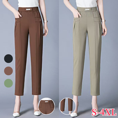 【S-4XL】🔥Pantaloni drepți noi de înaltă calitate, pantaloni casual de îmbrăcăminte exterioară de vară, pantaloni simpli subțiri cu talie înaltă