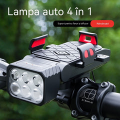 🚲💡Difuzor 4 în 1, lumină și suport de telefon pentru bicicletă de munte, reîncărcabil.