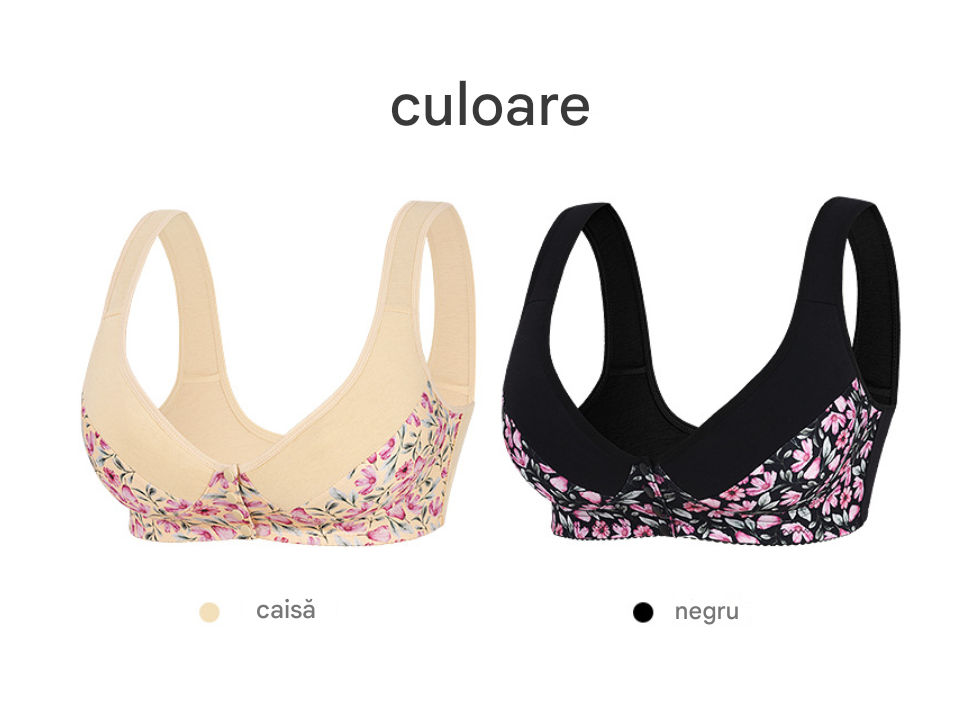 💥【Cumpără 1 primești 1 gratis】🔥【XL~6XL】👙Sutien tip vestă cu imprimeu și închidere frontală, mărime plus, un stil european și american foarte bine vândut.
