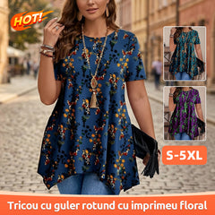 【S-5XL】Bluză lejeră cu imprimeu floral｜Bumbac respirabil, confortabilă și potrivită pentru orice siluetă
