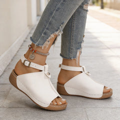【Colecția Comfort Vară 2026】Sandale de Damă din Piele Naturală, Mărimi Mari, Talpă Groasă Anatomică și Bareta cu Cataramă (3 Culori / 36-43) ✨