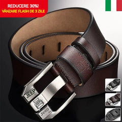 Cureaua retro barbati high-end，Cureaua de blugi cu catarama din piele naturala，Cataramă simplă și la modă, piele de vacă selectată cu un singur strat, puternică și durabilă