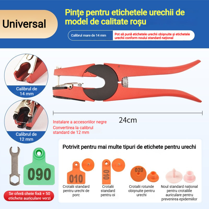 Clește Profesional pentru Crotalii Animale - Universal pentru Porci, Vite și Oi + CADOU 50 buc. Crotalii la fiecare achiziție!