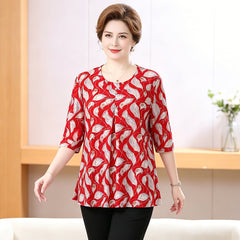【XL-7XL】Bluză de vară pentru femei, din șifon lejer, cu model geometric elegant, confortabilă, subțire și flatantă pentru toate tipurile de corp.