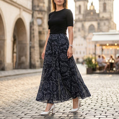 🌸👗 Fustă plisată cu imprimeu floral, talie înaltă – model nou de vară