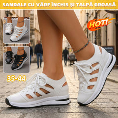 👡✨ sandale cu talpă groasă, model nou, design decupat și respirabil