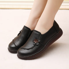 2026 tavaszi újdonság női loaferek – Kerek orrú, valódi bőr, puha talp, kényelmes lapos cipő