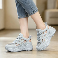 Adidași cu Platformă Chunky Dama, Decupați - Pantofi Sport de Vară cu Talpă Moale Ortopedică, Respirabili și Confortabili pentru Ameliorarea Durerilor de Picioare