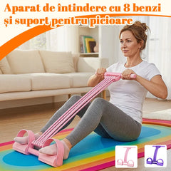 Extensor cu Pedale și 8 Corzi Elastice, Aparat Portabil pentru Tonifiere și Flexibilitate, Suport Antiderapant pentru Fitness și Reabilitare acasă