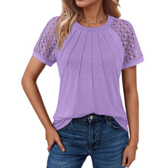 【Nou pentru vara 2026】Tricou cu dantelă și model decupat
