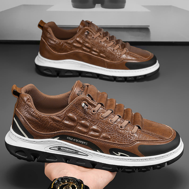 Férfi könnyű és légáteresztő sportos utcai cipő – Krokodil mintás bőrhatású felsőrész (38–45)
