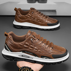 Férfi könnyű és légáteresztő sportos utcai cipő – Krokodil mintás bőrhatású felsőrész (38–45)