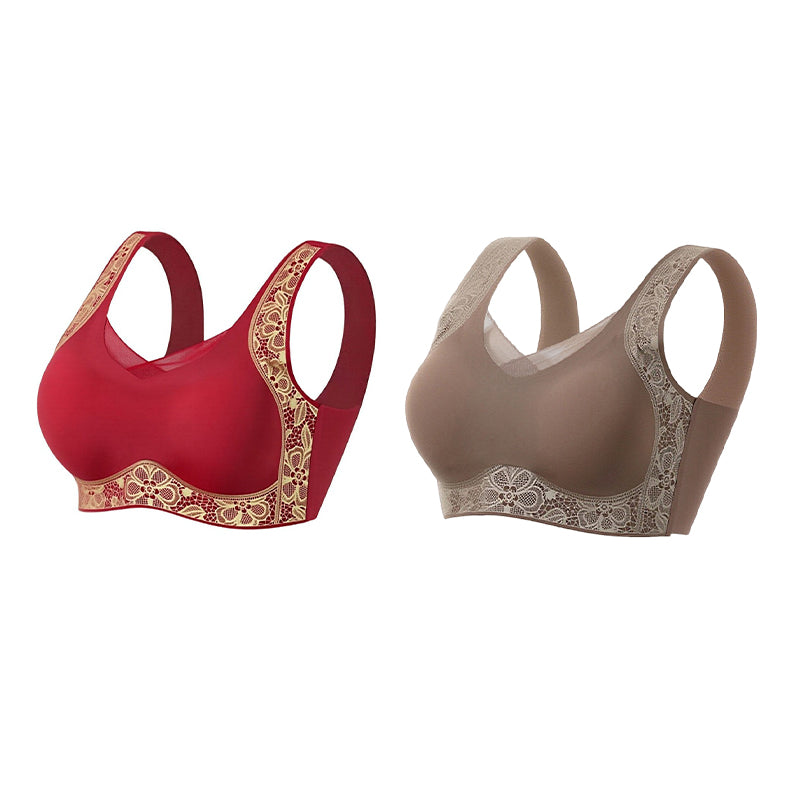【Set 2 buc】Sutien fără sârmă cu efect push-up și model jacquard elegant｜Confortabil, fără cusături, susținere și spate frumos