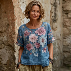 👚 Tricou Premium de Primăvară-Vară cu Imprimeu 3D Efect Tridimensional – Croi Lejer, Stil Boho-Chic, 4 Culori, Mărimi S-5XL! 🌸✨