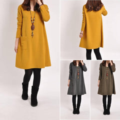 🔥【50% KEDVEZMÉNY】Új érkezés: Legnépszerűbb bő szabású, egyszínű hétköznapi ruha