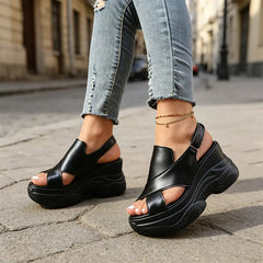 Mergi cu Încredere! Sandale cu Suport Ortopedic și Talpă Moale, 9cm de Confort Pur! 🌟👠