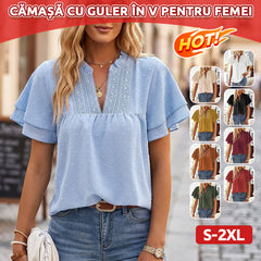 [elegant și la modă] tricou cu mâneci tip fluture și decolteu în V