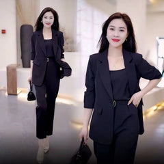 🏆👚👖 Set costum casual modern 3 piese (sacou + vestă + pantaloni) – nou, stilat și versatil ✨