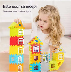 [Pachet de 100 de piese] Jucărie educativă cu blocuri de construcție, include instrucțiuni de asamblare.