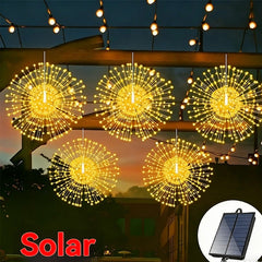 🔥🔥【4 lămpi + alimentare cu energie solară】Ghirlandă luminoasă solară cu efecte de artificii pentru terase și petreceri