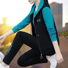 🏆【Hosszú ujjú felső + nadrág + ujjatlan kapucnis kabát】🔥[M-4XL] Új divatos őszi és téli lezser sportruházat szett.