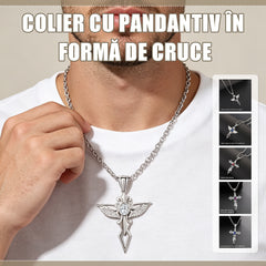 😈👼【Sabia Îngerului + Diavolului】Pandantiv cruce la modă pentru bărbați
