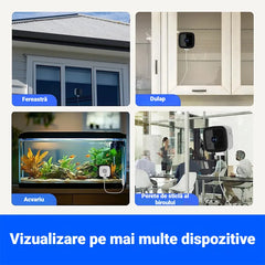 Cameră de Supraveghere Fereastră Mini WiFi 2MP (Versiune Upgradată) - Monitorizare de la Distanță pe Telefon, Prindere cu Bandă Magică Puternică, Audio Bidirecțional, Înregistrare HD pentru Casă Interior/Exterior