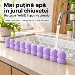 💦 Barrieră din Silicon Anti-Stropire pentru Chiuvetă! Înălțime 9.3cm · Ventuze Puternice · Silicon Flexibil și Rezistent · Păstrează Blatul Uscat!