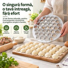 🥟 Pregătește Colțunași în Câteva Secunde! Formă de Tăiat Pelmeni și Colțunași cu 37 de Orificii! O Singură Apăsare, 37 de Bucăți Uniforme · Eficientă, Rapidă și Ușor de Curățat!