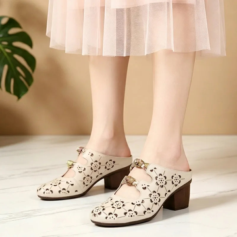 Saboti din Piele cu Design Vintage, 2 Culori Disponibile. Pantofii ideali pentru plimbări lungi, fără dureri!