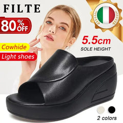 【Piele Naturală Nouă Îmbunătățită】Papuci Eleganți Premium din Piele Naturală cu Talpă Moale