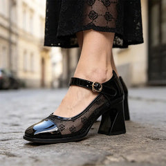Pantofi Eleganți cu Toc Gros și Plasă Respirabilă – Stil Rafinat fără Compromis la Confort! ✨