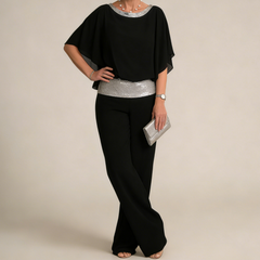 Kerek nyakú felső és bő szárú nadrág női szett – kényelmes és karcsúsító