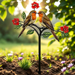 🛍️ Decorațiune Creativă de Grădină! Țăruș Metalic Decorativ cu Flori și Păsări | 3 Modele