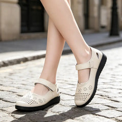 Pantofi Casual din Piele pentru Femei, cu Decupaje Laser – Talpă Moale, Suport Orthopedic pentru Arc, Corectarea Posturii și Ultra-Respirabili