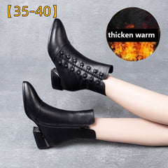 【35-42】Eladó🔥Női meleg bőr csizma oldalsó csattal