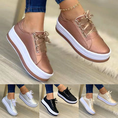 Új női casual cipő kerek orral és vastag talppal (35–43)