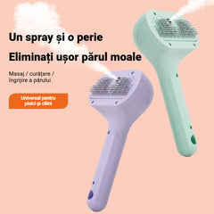 🐱🐕 Periuță de îndepărtare a părului cu spray, 2 în 1, pentru pisici și câini