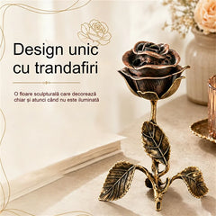 Suport pentru Tămâie și Aromaterapie în Formă de Trandafir Bronz Retro, Suport Cădelniță Creativă, Ornament Decorativ pentru Casă