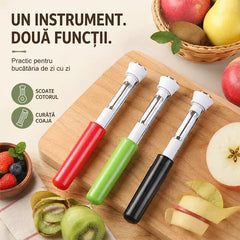 🍎Curăță și scoate sâmburii fructelor într-un singur pas! Curățător de fructe multifuncțional 2 în 1 (Cumpără unul, primești unul gratis, cumpără două, primești unul gratis/Oțel inoxidabil)! ✨
