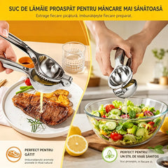 【2 buc】Limba Română: Storcător Manual de Citrice din Inox cu Diametru Mare – Presă Manuală Ergonomică pentru Lămâi și Portocale, Randament Maxim de Stoarcere
